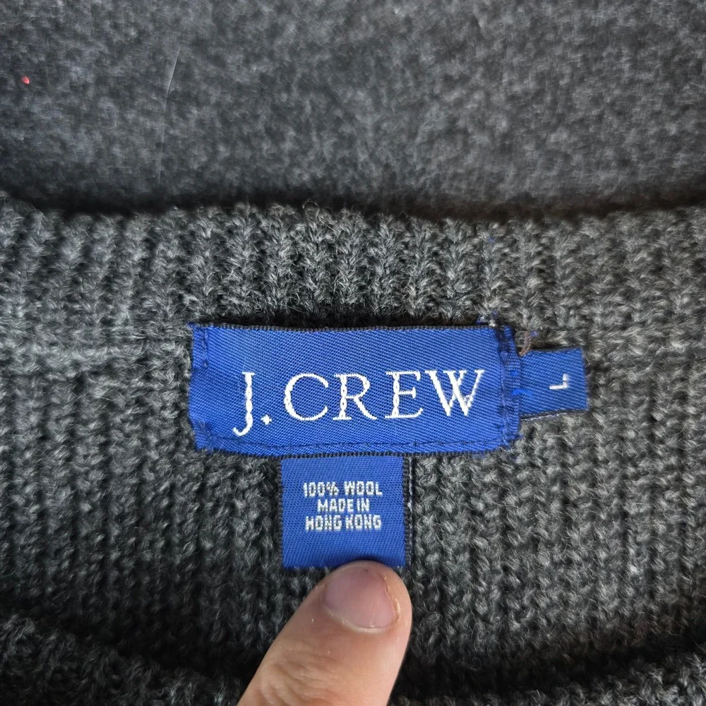 Vintage 90s J.Crew Men's Gray Wool Crewneck Sweater Made in Hong Kong Size L